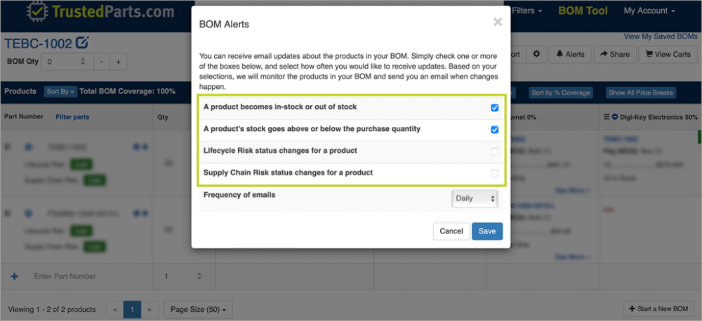 BOM alerts step 3