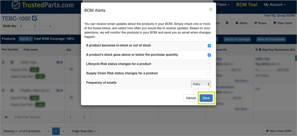 BOM alerts step 5